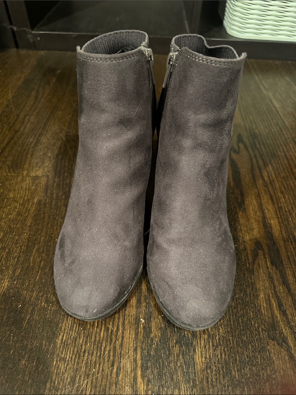 Market & Spruce Black Suede Ankle Booties with Side Zip